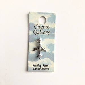 Sterling Silver Plated Airplane Charm Pendant